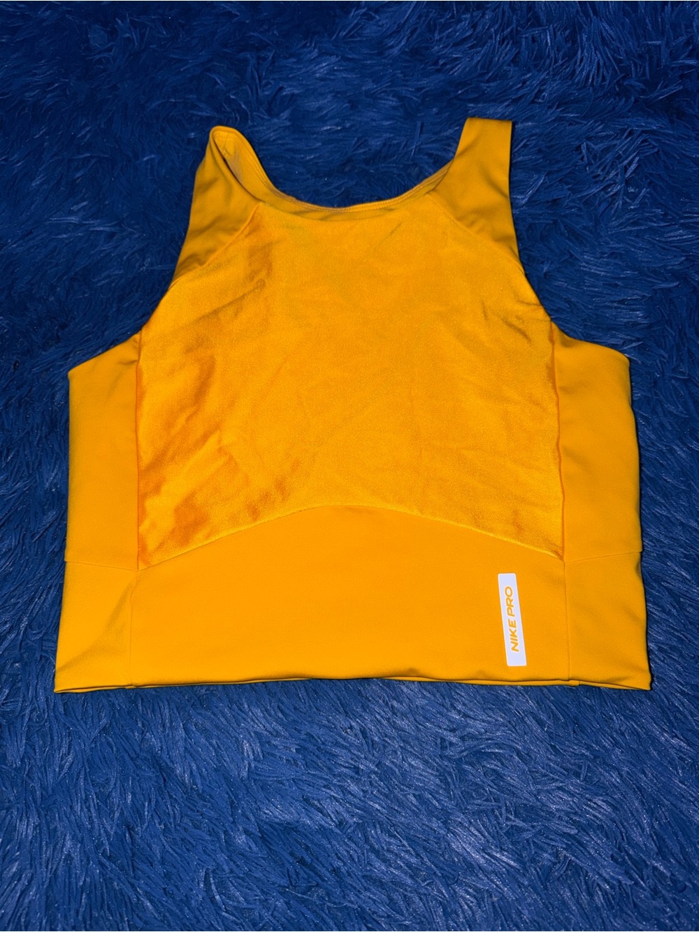 Nike Yellow High-Neck Cropped Performance Tank